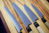 4 Knife Set: Jikko R2 Powdered High Speed Steel knives (Petty 13.5cm/Santoku 16.5cm/Gyuto 24cm/Sujihiki 24cm)