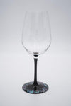 "Raden" Lacquer Coated Crystal Wineglass 365ml - Stone Walls Pattern (black)