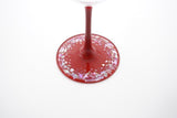 "Raden" Lacquer Coated Crystal Wineglass 365ml - Stone Walls Pattern (red)