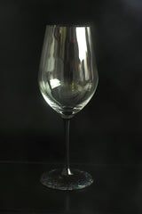 "Raden" Lacquer Coated Crystal Wineglass 365ml - Stone Walls Pattern (black)