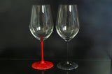 "Raden" Lacquer Coated Crystal Wineglass 365ml - Stone Walls Pattern (black)