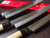Sakai Jikko "Wa-Petty" Chef's Knife VG10 Core and Damascus Steel hammered finish (15cm) with Magnolia & Buffalo Horn Handle