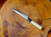Sakai Jikko "Wa-Petty" Chef's Knife VG10 Core and Damascus Steel hammered finish (15cm) with Magnolia & Buffalo Horn Handle