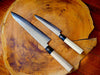 2 Knife Set: Jikko VG10 Damascus Wa-Gyuto (21cm) and Wa-Petty (15cm) with Magnolia & Buffalo Horn Handle