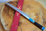 Sakai Jikko "Shikou" Ginsan Silver-3 Steel Sashimi Knife (Sakimaru-type) with Ebony and Turquoise-Colour handle (27cm)