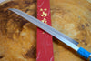 Sakai Jikko "Shikou" Ginsan Silver-3 Steel Sashimi Knife (Sakimaru-type) with Ebony and Turquoise-Colour handle (27cm)