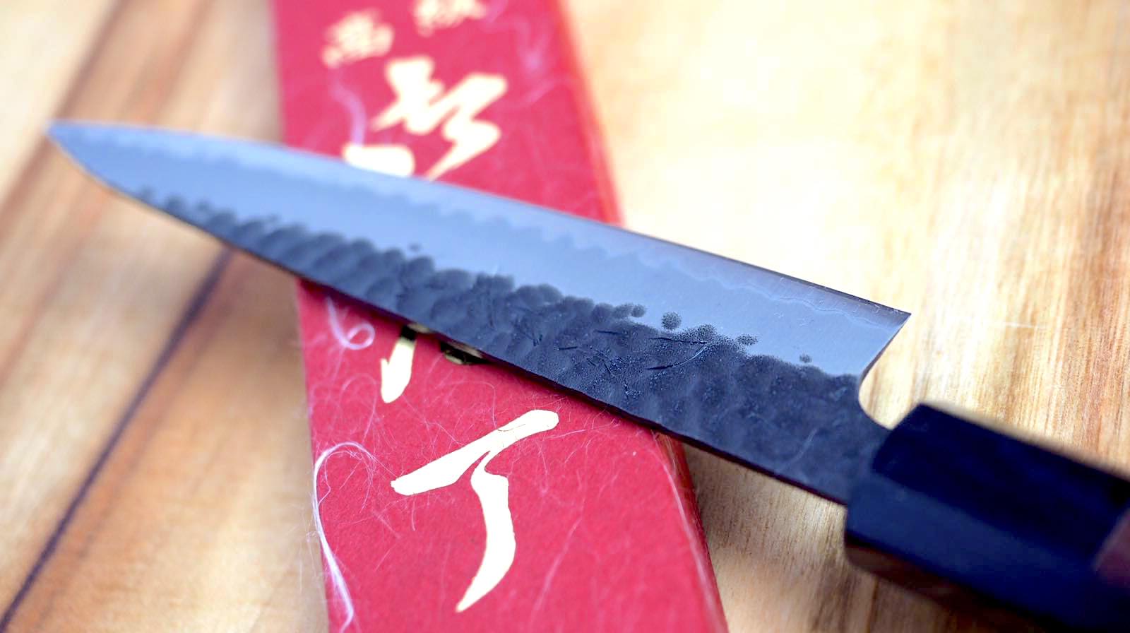 JIKKO ekubo (Dimples) Petty knife Blue VG-10 Gold Stainless Steel Japa